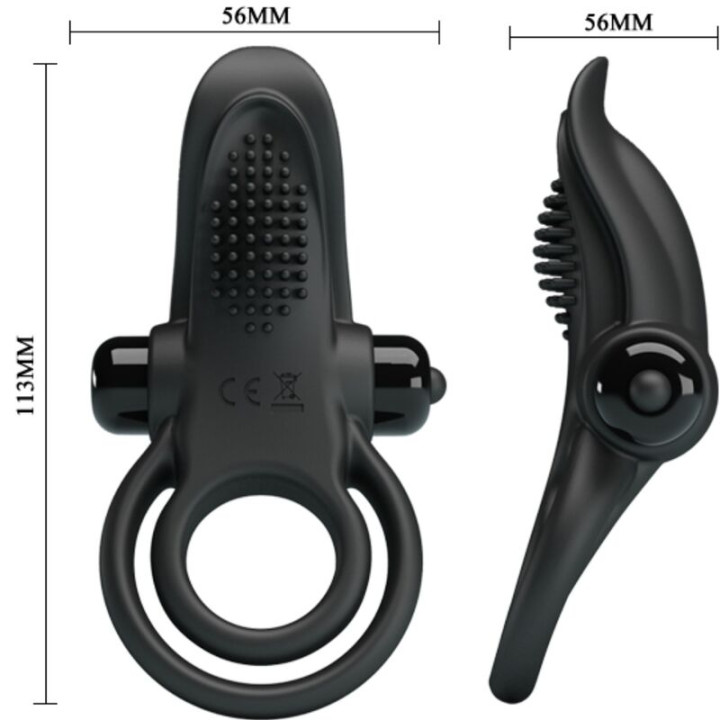 PRETTY LOVE DOBLE ANILLO VIBRADOR ESTIMULADOR CLITORIS 10 VIBRACIONES NEGRO