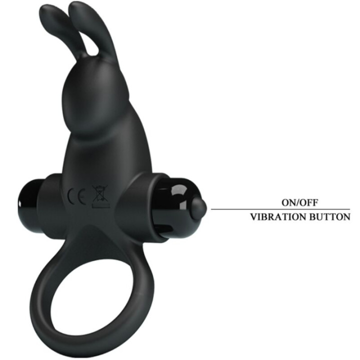 PRETTY LOVE ANILLO VIBRADOR ESTIMULADOR RABBIT CLITORIS 10 VIBRACIONES NEGRO