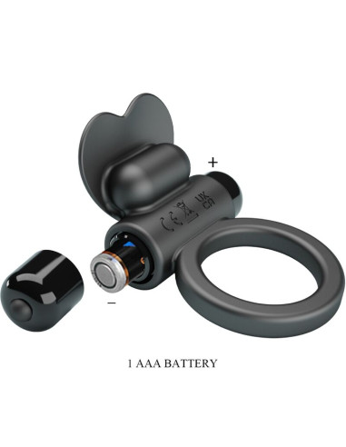 PRETTY LOVE DEBONAIRE ANILLO VIBRADOR CONEJO 10 VIBRACIONES NEGRO