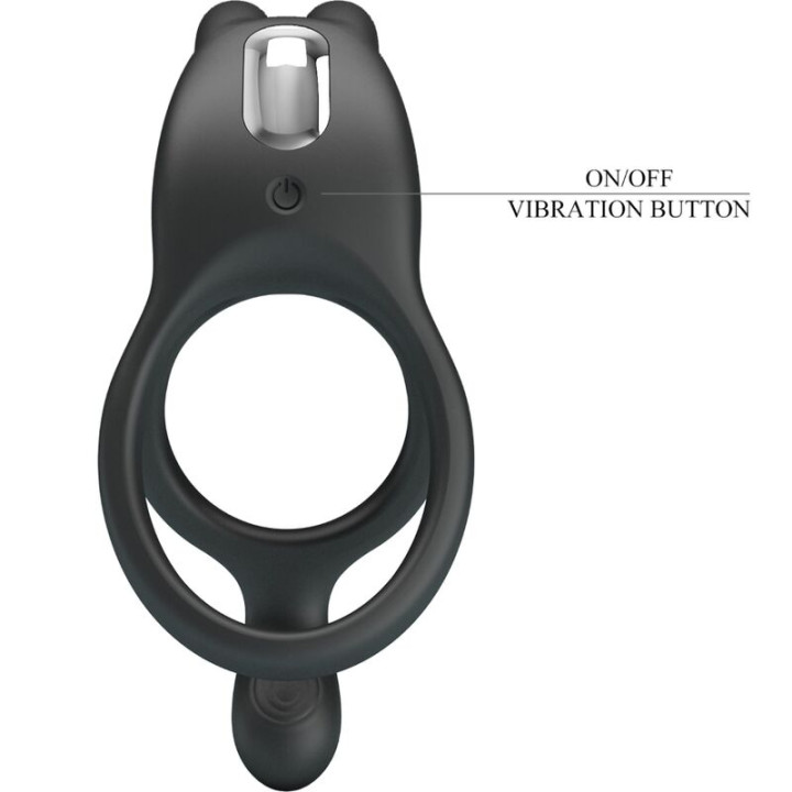PRETTY LOVE SETH DOBLE ANILLO VIBRADOR RABBIT 7 VIBRACIONES NEGRO