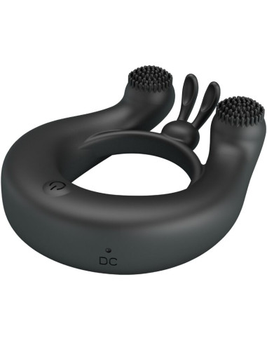 PRETTY LOVE DAHLIA ANILLO VIBRADOR ESTIMULADOR DE CLITOIS 12 VIBRACIONES NEGRO