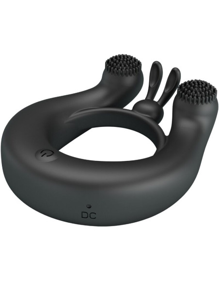 PRETTY LOVE DAHLIA ANILLO VIBRADOR ESTIMULADOR DE CLITOIS 12 VIBRACIONES NEGRO