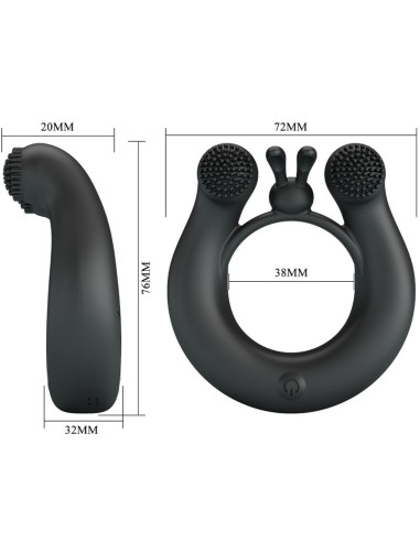 PRETTY LOVE DAHLIA ANILLO VIBRADOR ESTIMULADOR DE CLITOIS 12 VIBRACIONES NEGRO