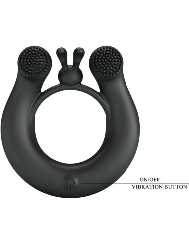 PRETTY LOVE DAHLIA ANILLO VIBRADOR ESTIMULADOR DE CLITOIS 12 VIBRACIONES NEGRO