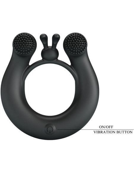 PRETTY LOVE DAHLIA ANILLO VIBRADOR ESTIMULADOR DE CLITOIS 12 VIBRACIONES NEGRO