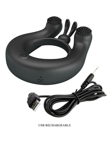 PRETTY LOVE DAHLIA ANILLO VIBRADOR ESTIMULADOR DE CLITOIS 12 VIBRACIONES NEGRO