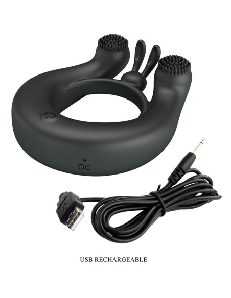 PRETTY LOVE DAHLIA ANILLO VIBRADOR ESTIMULADOR DE CLITOIS 12 VIBRACIONES NEGRO