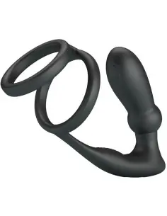 PRETTY LOVE EMONI ANILLO PENE PLUG ANAL 12 VIBRACIONES NEGRO