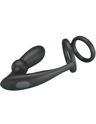 PRETTY LOVE EMONI ANILLO PENE PLUG ANAL 12 VIBRACIONES NEGRO
