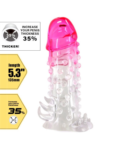 PRETTY LOVE WILFORD FUNDA REALISTICA ALARGADORA CON RELIEVE PARA PENE ROSA