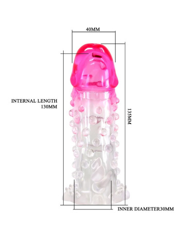 PRETTY LOVE WILFORD FUNDA REALISTICA ALARGADORA CON RELIEVE PARA PENE ROSA