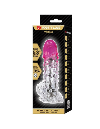 PRETTY LOVE WILFORD FUNDA REALISTICA ALARGADORA CON RELIEVE PARA PENE ROSA