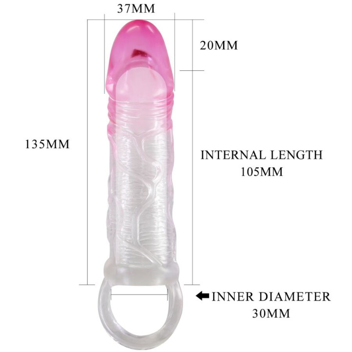 PRETTY LOVE ODES FUNDA REALISTICA ALARGADORA DE 2 CM PARA PENE ROSA