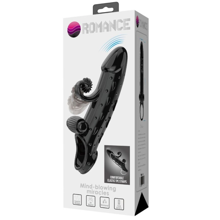 ROMANCE FUNDA PARA PENE CON VIBRACION NEGRO