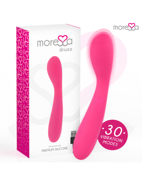 MORESSA DRUSO MASAJEADOR DUO PUNTO G Y SUERO PELVICO PREMIUM SILICONE RECARGABLE