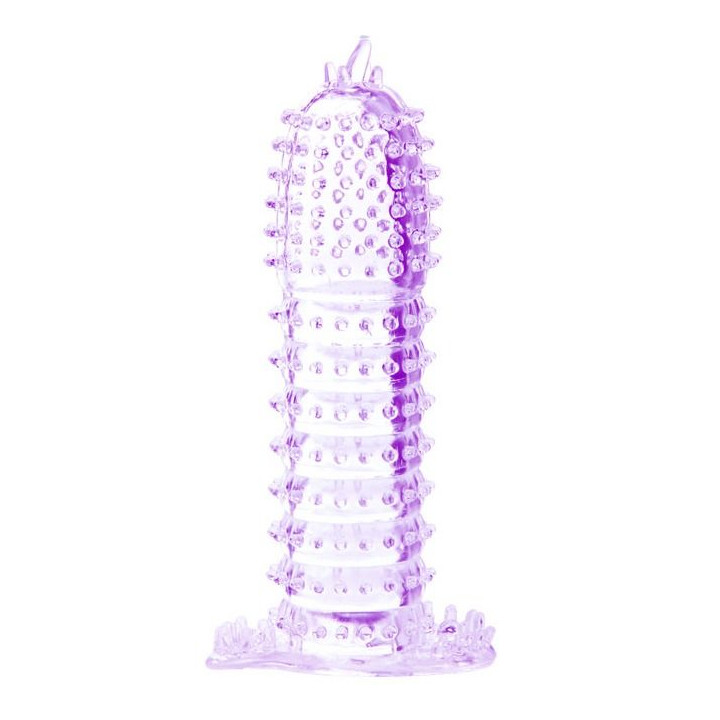 BAILE FUNDA PARA PENE CON PUNTOS ESTIMULANTES MORADO 14 CM