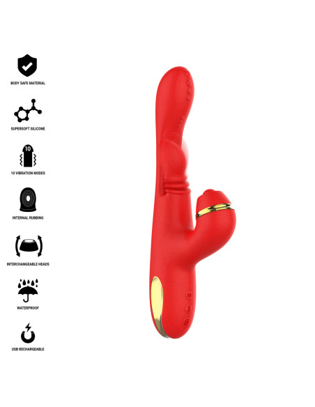 INTENSE KATY ESTIMULADOR CLATORIS MULTIFUNCIAN 4 CABEZALES INTERCAMBIABLES ROJO