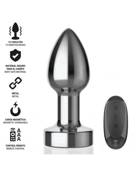 INTENSE PLUG ANAL 10 VIBRACIONES METAL CON CONTROL REMOTO S