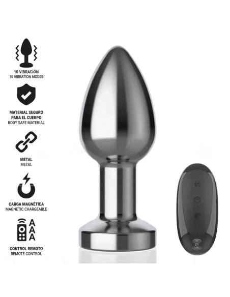 INTENSE PLUG ANAL 10 VIBRACIONES METAL CON CONTROL REMOTO M