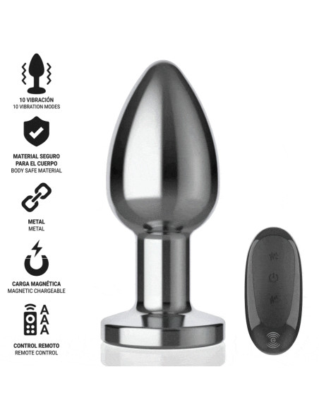 INTENSE PLUG ANAL 10 VIBRACIONES METAL CON CONTROL REMOTO L