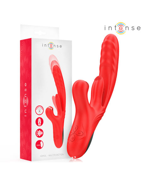 INTENSE KAROL VIBRADOR MULTIFUNCIAN EMPUJE ESTIMULACIAN ONDAS ESTIMULADORAS ROJO
