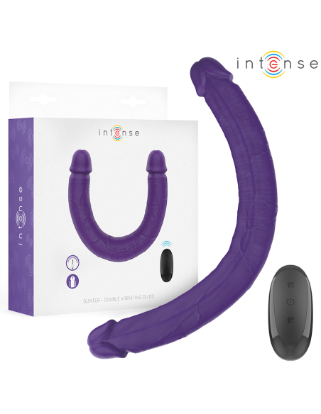 INTENSE GUNTER DILDO DOBLE VIBRADOR 40 CM MORADO CONTROL REMOTO