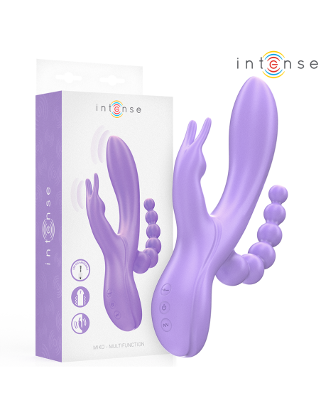 INTENSE MIKO TRIPLE VIBRADOR RABBIT ESTIMULADOR ANAL 7 VIBRACIONES MORADO