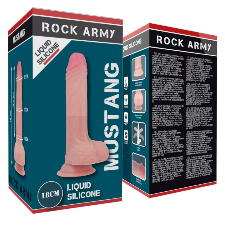 ROCKARMY MUSTANG DILDO REALISTICO LIQUID SILICONE 18 CM O 414 CM