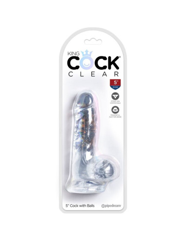 KING COCK CLEAR PENE REALISTICO CON TESTICULOS 101 CM TRANSPARENTE