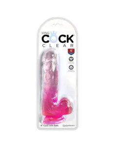 KING COCK CLEAR PENE REALISTICO CON TESTICULOS 135 CM ROSA 2