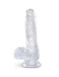KING COCK CLEAR PENE REALISTICO CON TESTICULOS 135 CM TRANSPARENTE