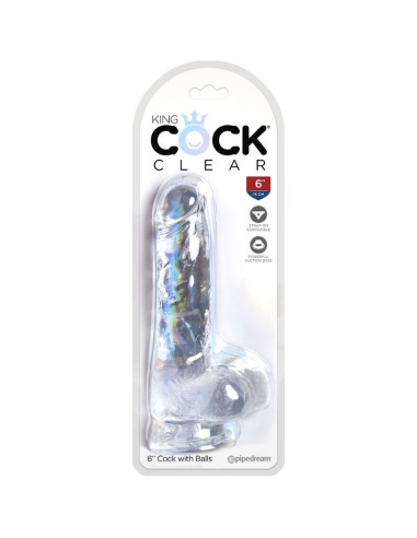 KING COCK CLEAR PENE REALISTICO CON TESTICULOS 135 CM TRANSPARENTE