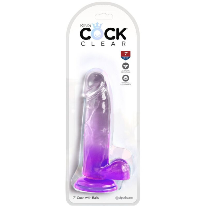 KING COCK CLEAR PENE REALISTICO CON TESTICULOS 152 CM MORADO