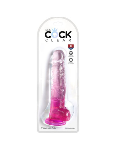 KING COCK CLEAR PENE REALISTICO CON TESTICULOS 165 CM ROSA