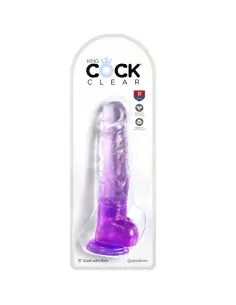 KING COCK CLEAR PENE REALISTICO CON TESTICULOS 165 CM MORADO 2