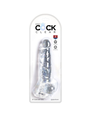 KING COCK CLEAR PENE REALISTICO CON TESTICULOS 165 CM TRANSPARENTE