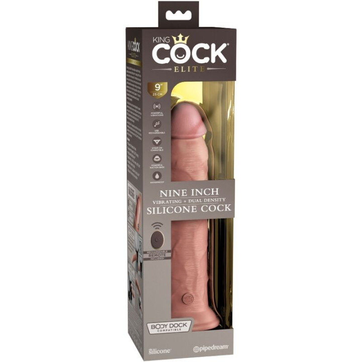 KING COCK ELITE DILDO REALISTICO VIBRADOR SILICONA CONTROL REMOTO 23 CM