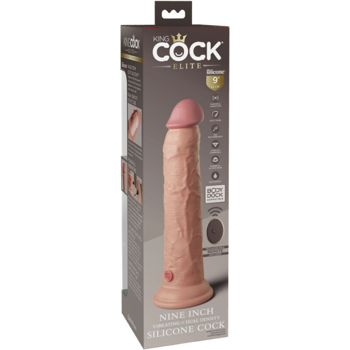 KING COCK ELITE DILDO REALISTICO VIBRADOR SILICONA CONTROL REMOTO 23 CM