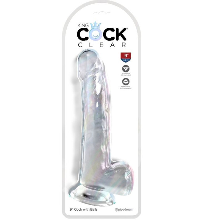 KING COCK CLEAR DILDO CON TESTICULOS 203 CM TRANSPARENTE