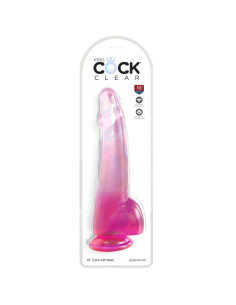 KING COCK CLEAR DILDO CON TESTICULOS 19 CM ROSA 2