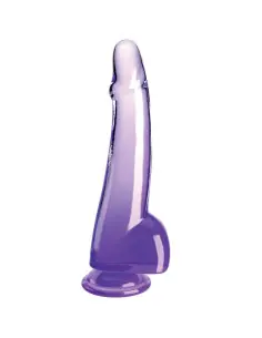 KING COCK CLEAR DILDO CON TESTICULOS 19 CM MORADO