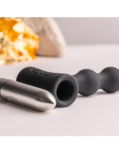 ROCKS OFF PETITE SENSATIONS PEARLS PLUG ANAL VIBRADOR NEGRO