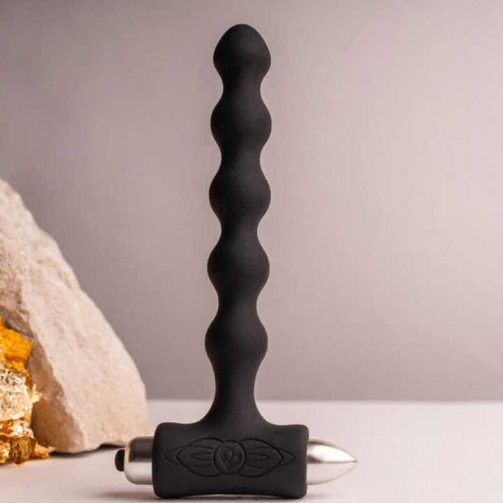 ROCKS OFF PETITE SENSATIONS PEARLS PLUG ANAL VIBRADOR NEGRO