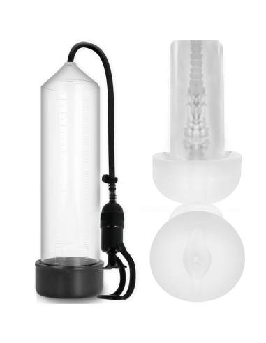 PUMP ADDICTED BOMBA ERECCION RX5 TRANSPARENTE CON MASTURBADOR