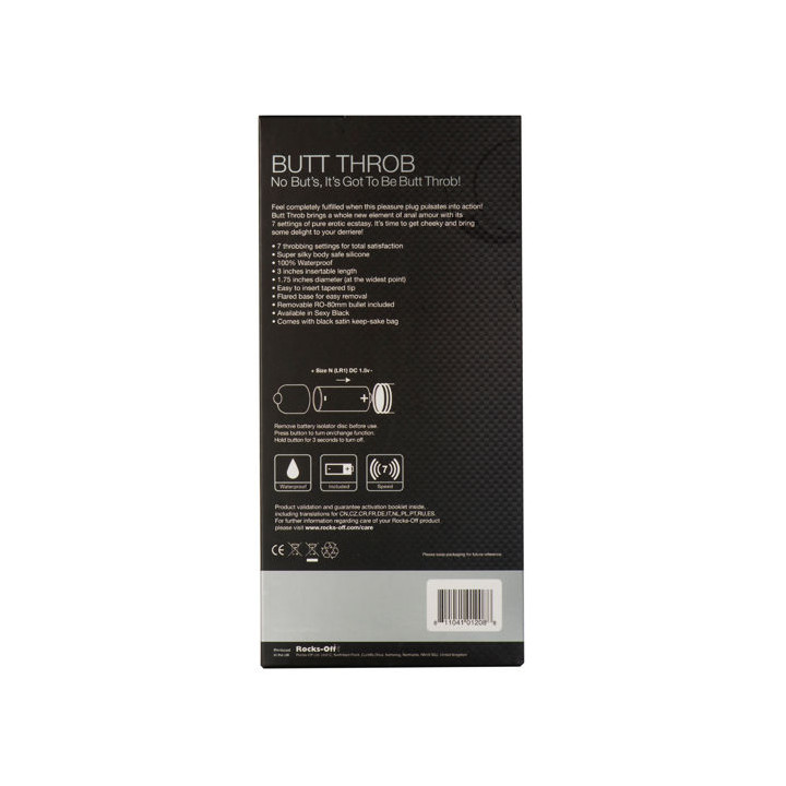 ROCKS OFF BUTT THROB ESTIMULADOR DEL PUNTO P 7 VELOCIDADES NEGRO