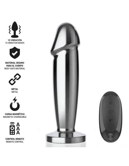 INTENSE PLUG ANAL 10 VIBRACIONES METAL EN FORMA DE DILDO CON CONTROL REMOTO S