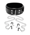 DARKNESS - COLLAR WITH NIPPLE CLAMPS BLACK