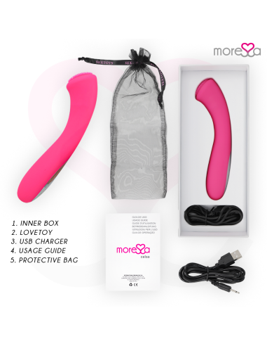 MORESSA CELSO MASAJEADOR DUO PUNTO G Y SUERO PELVICO PREMIUM SILICONE RECARGABLE
