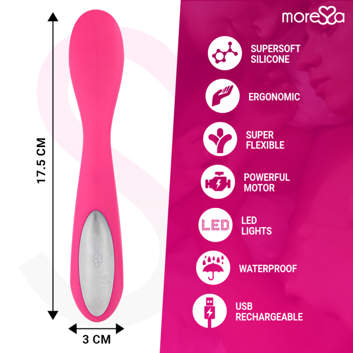 MORESSA DRUSO MASAJEADOR DUO PUNTO G Y SUERO PELVICO PREMIUM SILICONE RECARGABLE