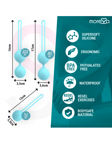 MORESSA OSIAN SET Osian One 51 Gr Osian Two 101 Gr Osian Three 85 gr PREMIUM SILICONA TURQUESA